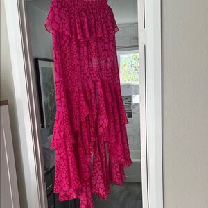 Misa Los Angeles Fuchsia High Low Skirt